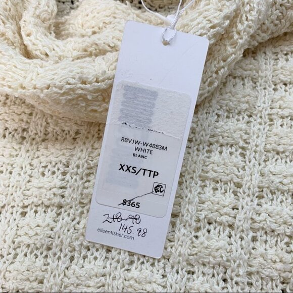 Eileen Fisher Organic Cotton Turtleneck  Sweater Waffle Knit Size Cream Pullover - Picture 14 of 16